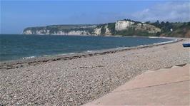The coastline looking westwards back to Beer, from Seaton Beach, 2.1 miles into the ride